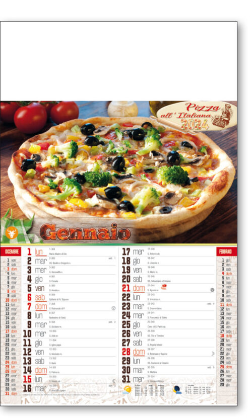 33 x 49 Calendario Illustrato Pizza (X10)