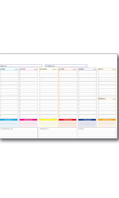 43 x 31 Organizzatore Planning da Tavolo Multicolor (X10)