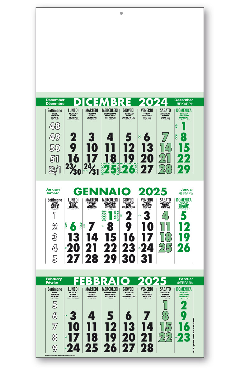 calendario trittico 137 verde