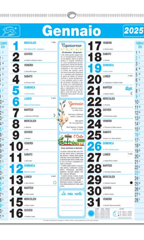 calendario grandi numeri