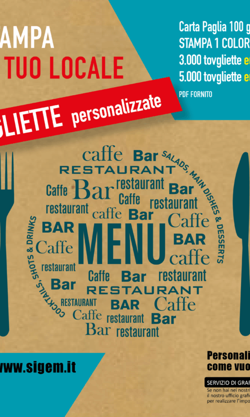 3.000 TOVAGLIETTE PESONALIZZATE ad 1 colore